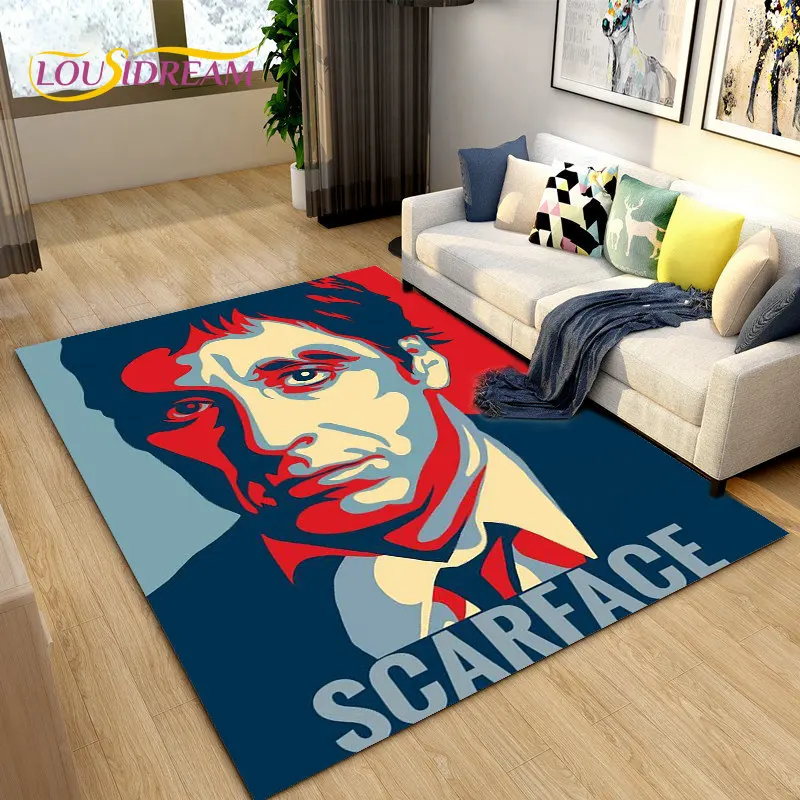 映画のフェイス-大きな3D印刷領域,リビングルーム,ベッドルーム,キッチンマットの装飾用の滑り止めフロアマット
