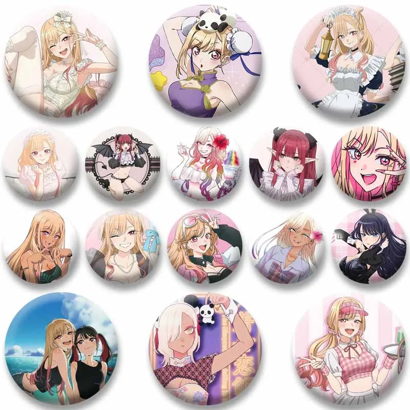 Marin Kitagawa Shizuku Kuroe Soft Button Pins Cute Anime Figure Brooch Round Cartoon Badge Custom Hat Bag Jewelry Accessories