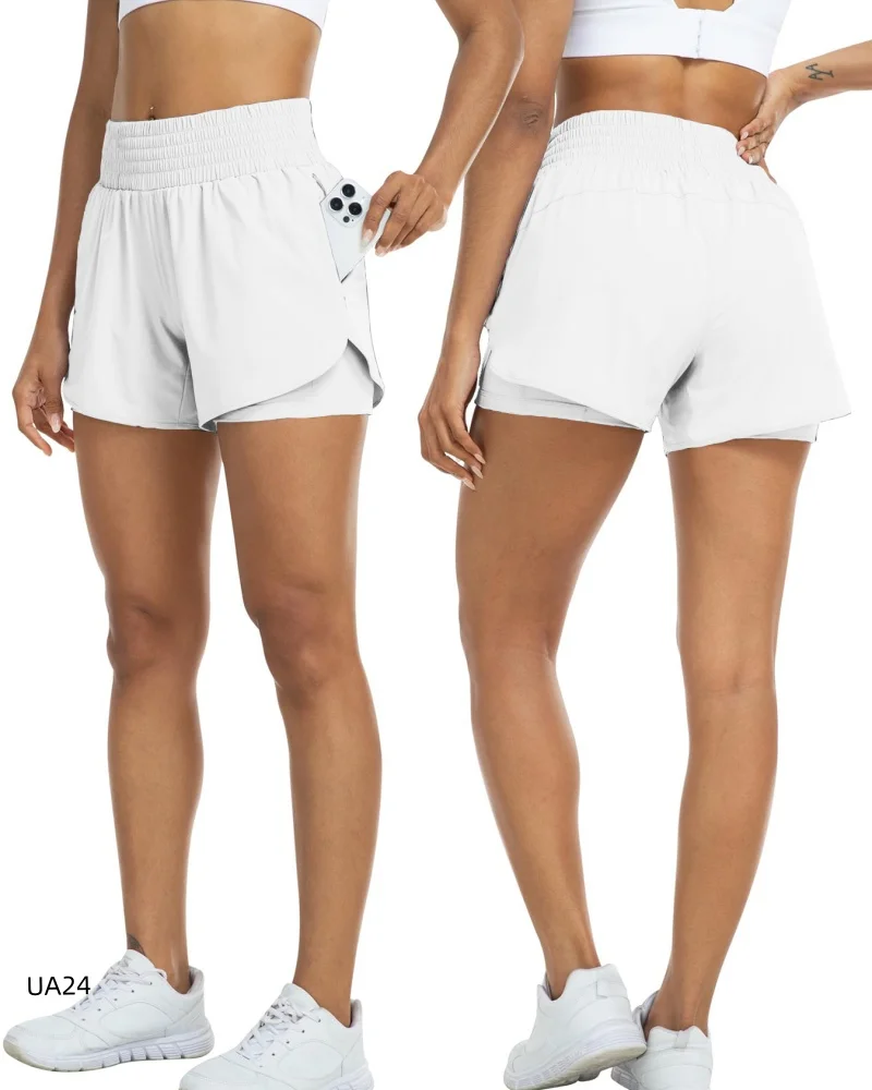 Summer New Women's High Waist Running Shorts Quick-drying Elastic Sports Anti-running Light Shorts with Pocket Yoga Pants