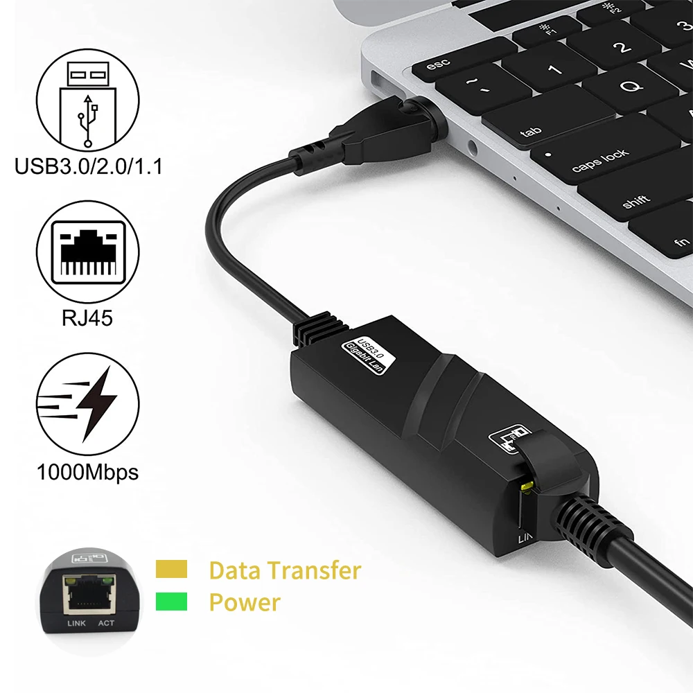 Tarjeta de red con cable USB 100 a RJ45, convertidor de adaptador Ethernet Lan, tarjeta de red Gigabit para PC, ordenador portátil, Windows 10,