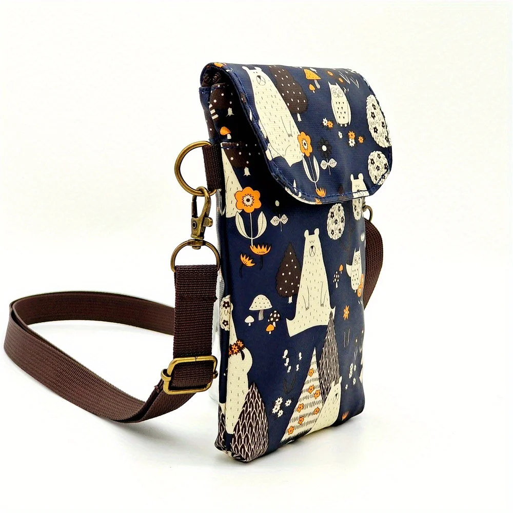Niedliche Umhängetasche mit Katzen- und Tiermotiv, Kawaii-Stoff-Handytasche, kleine Umhängetasche mit verstellbarem Riemen, Geldbörsen und Handtaschen – Detail 7