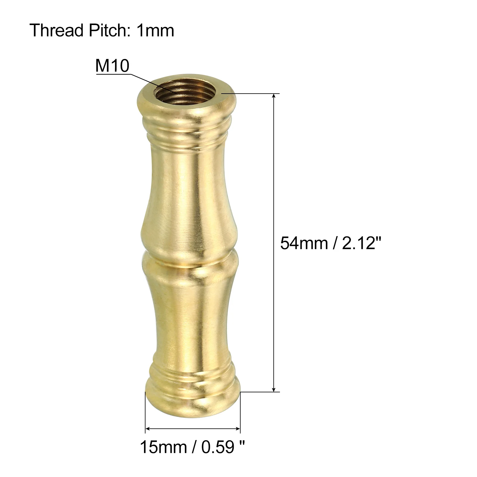 2Pcs M10 Solid Brass Lamp Neck Threaded Turned Brass Spindle Slips Lamp Finial Pipe Coupling for Lamp Decoration