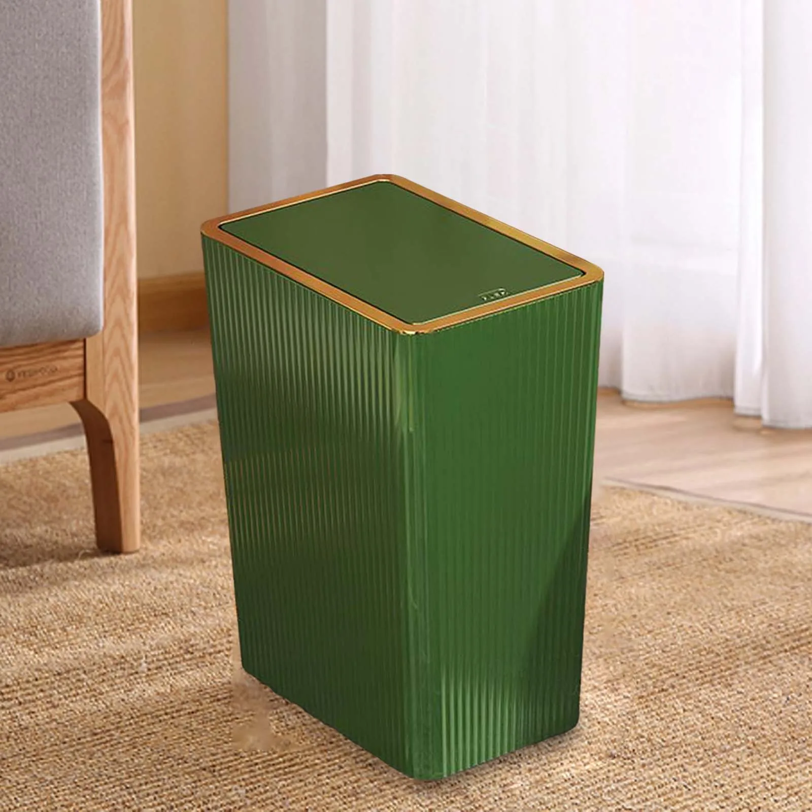 12/15L Recycle Bin Narrow Trash Can Kitchen Wastebasket Sturdy leaf collector with Lid Garden Accessories for Living Dining RV