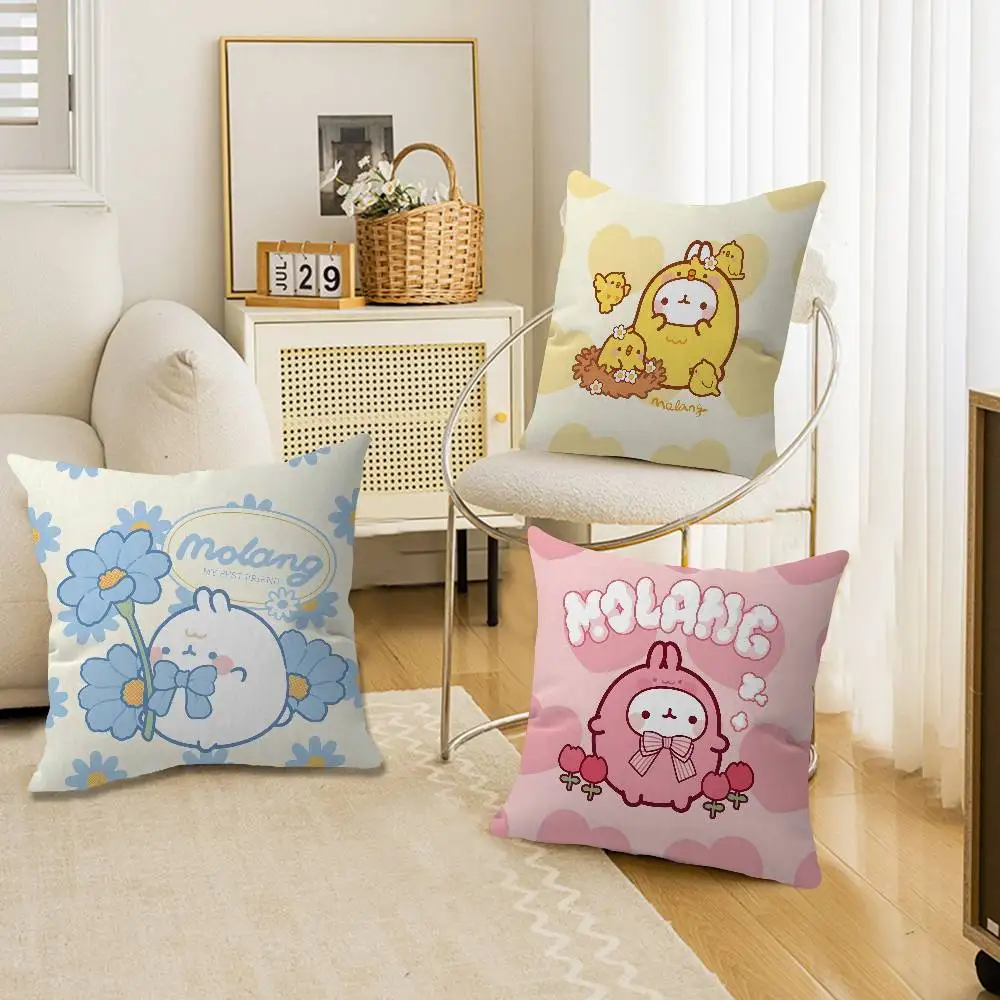 Cartoon Cute M-Molang Maple Design Cushion Cover Happy Autumn Harvest decor Holiday Decorati Pillow Cover