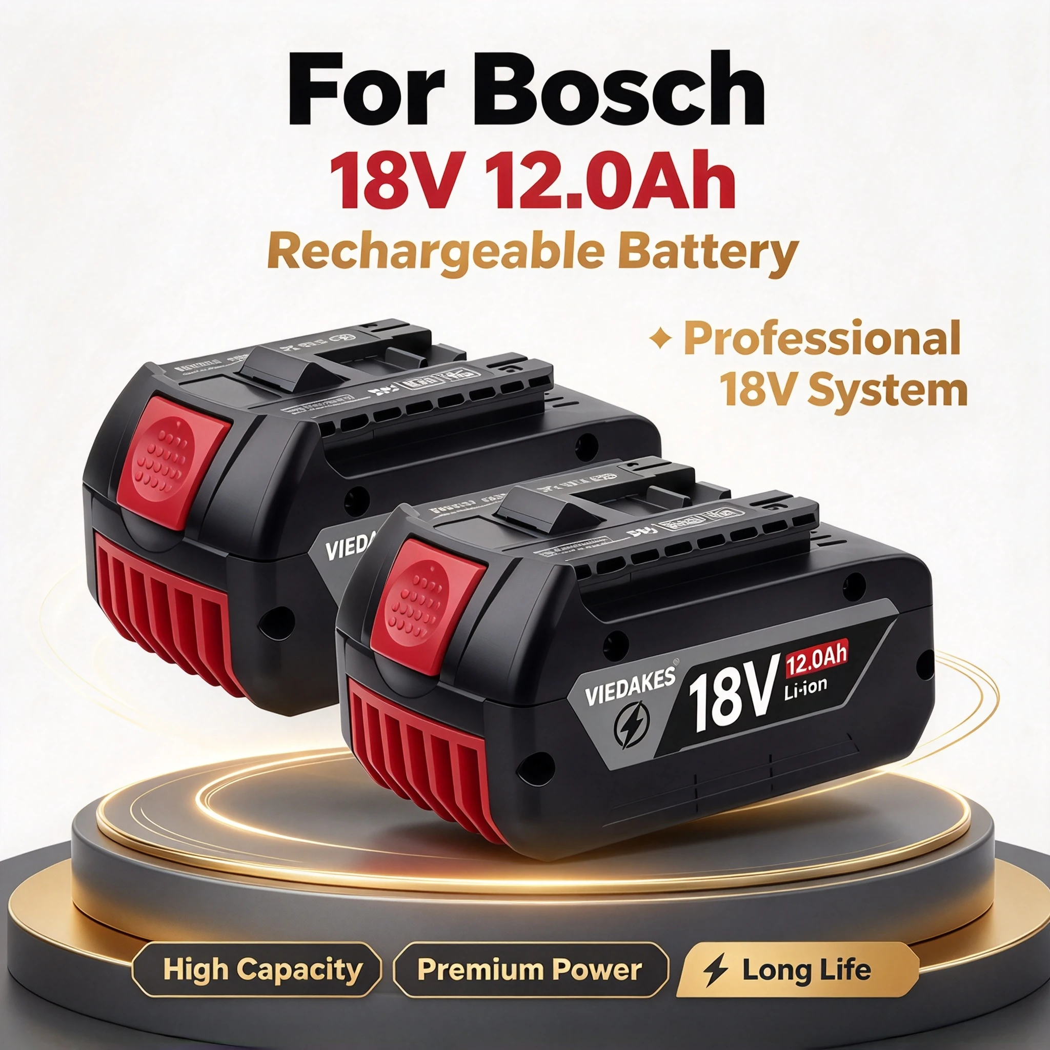 Low Self-discharge Lithium-ion Power Tool Battery for Bosch 18v battery, 18V 12Ah Rechargeable, Steady Current Fit GBA18V80