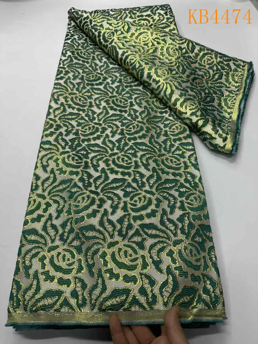 여성용 흰색 다마스크 천 브로카드, 자카드 레이스 브로케이드 직물, 나이지리아 녹색 도금 브로케이드 레이스, 2024 하이 퀄리티, KB4474