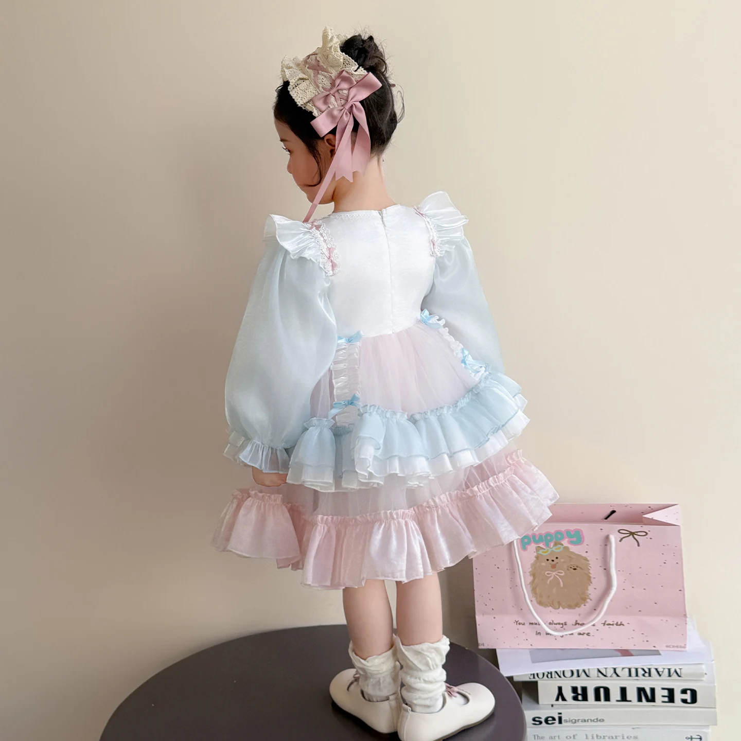 Princess Lolita Dress for Girls 2-10 Years Spring Autumn Fashion Kids Birthday Party Long Sleeve Mix Color Children's Clothing