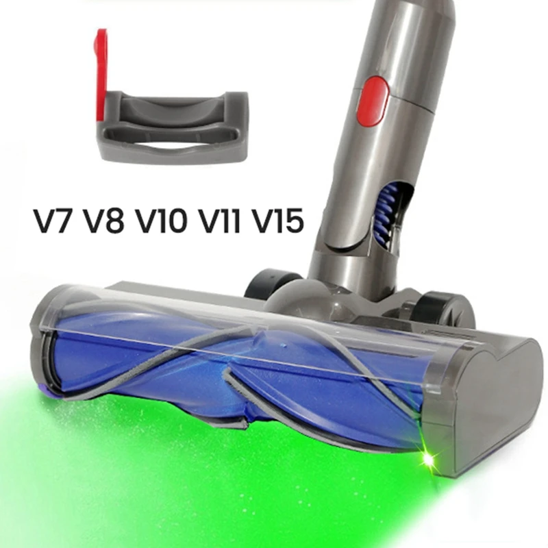 

A44F-Hard Floor Attachment For Dyson V7 V8 V10 V11 V15 Vacuum Cleaner With LED Light V Shape Turbo Bristle Brush Cleaner Head