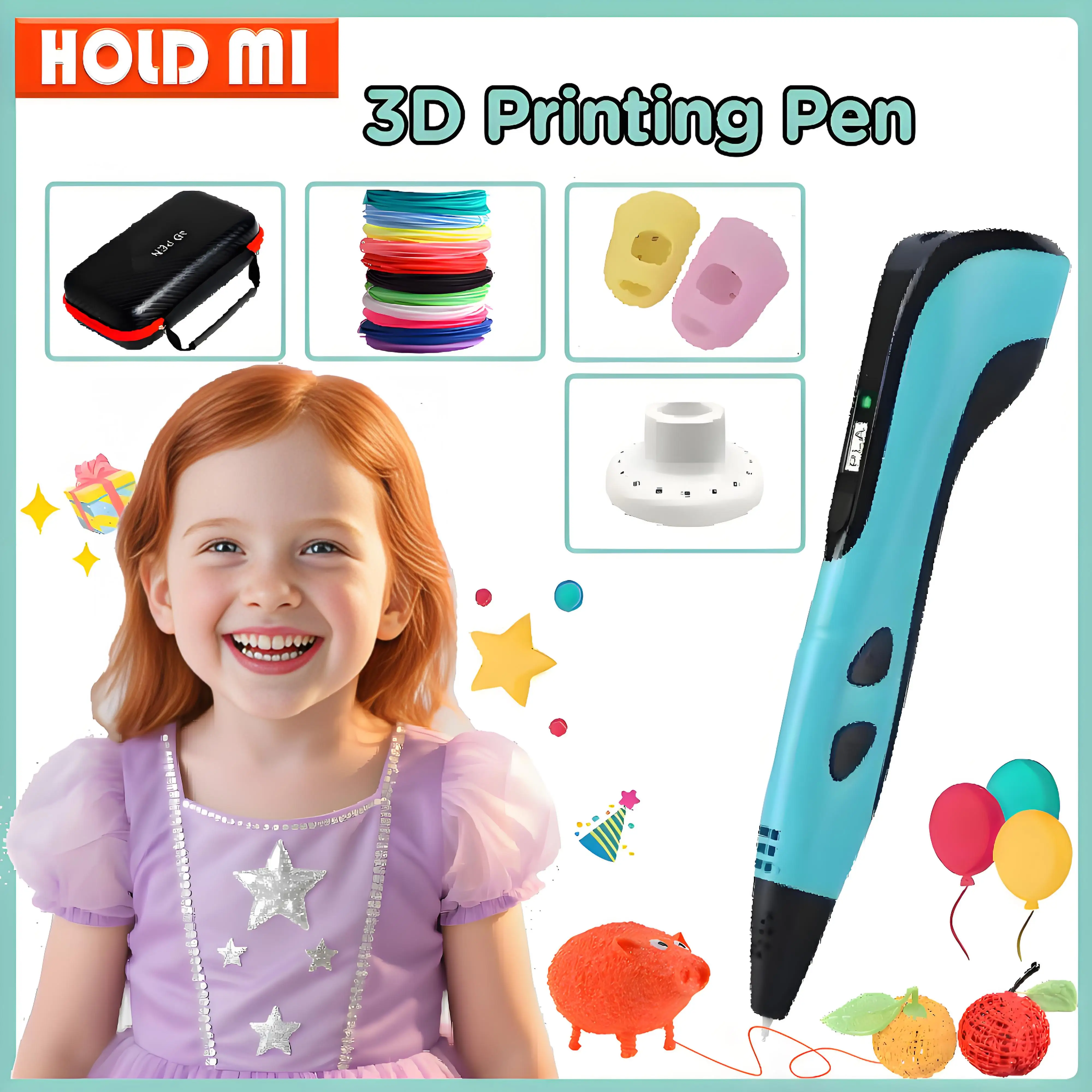

New 3D Printing Pen DIY Three-dimensional Painting LCD Screen 200M PLA Filament Children Boys Girls Birthday Christmas Toys Gift