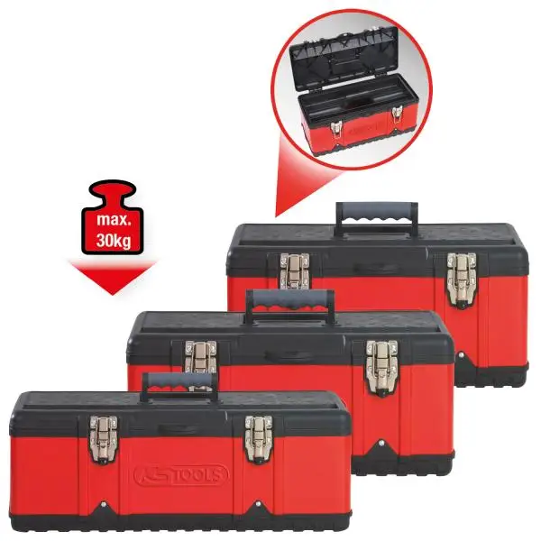 Tools - 850.0360 Plastic Thin Steel Plate Tool Box Set (3 Pieces) - EAN 4042146543542 Tool Box Metal Tool Box and Container
