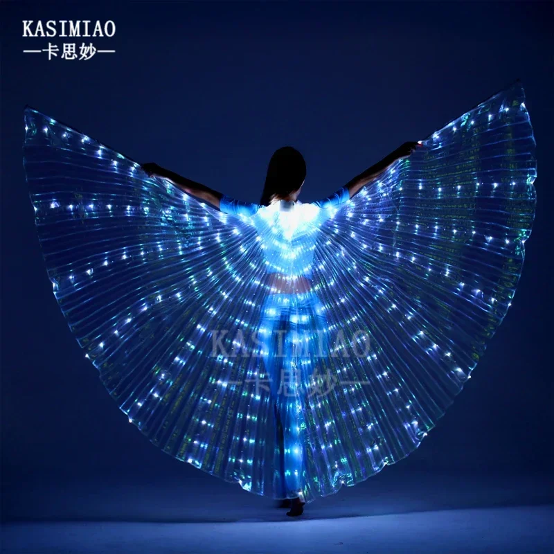 Qu Anchen LED Luminous Wings Dancing Wings Fluorescent Butterfly Dancing Props Luminous Belly Dance Golden Cape 1 Piece