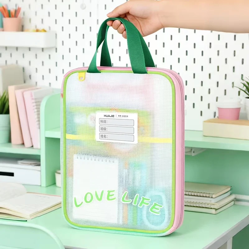 Storage for Exam Papers & Workbooks | Stationery Organizer Bag |Colorful Portable Tutoring Bag–L-Shaped,3-Tier,Wide-Opening Tote