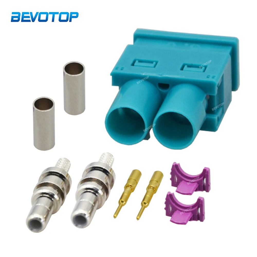 1PCS BEVOTOP Twin Fakra Z Male Plug Dual Fakra II SMB Connector 50 Ohm RF Coaxial Connectors for RG316 / RG174 Cable Pigtail