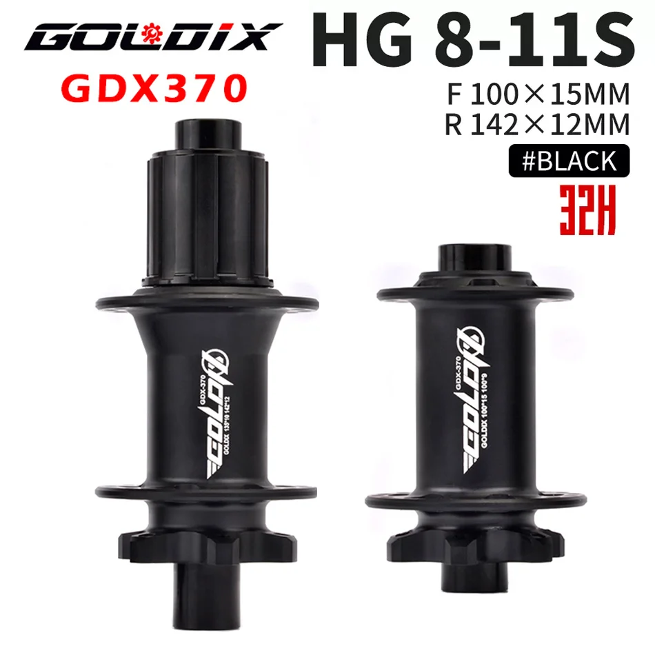 GOLDIX M370 Hub Ratchet 36T HG XD MS Disc Card Brake Mountain Bike Hub Bearing Bicycle Hubs 32 Holes Black 8/9/10/11/12Speed