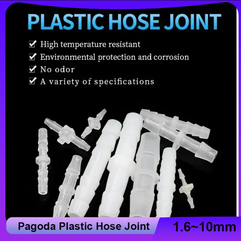 

Pagoda Plastic Hose Joint 1.6-10mm Straight Type for Aquarium Fish Tank Air Pump Water Pipe Fittings 10/20/50pcs Set