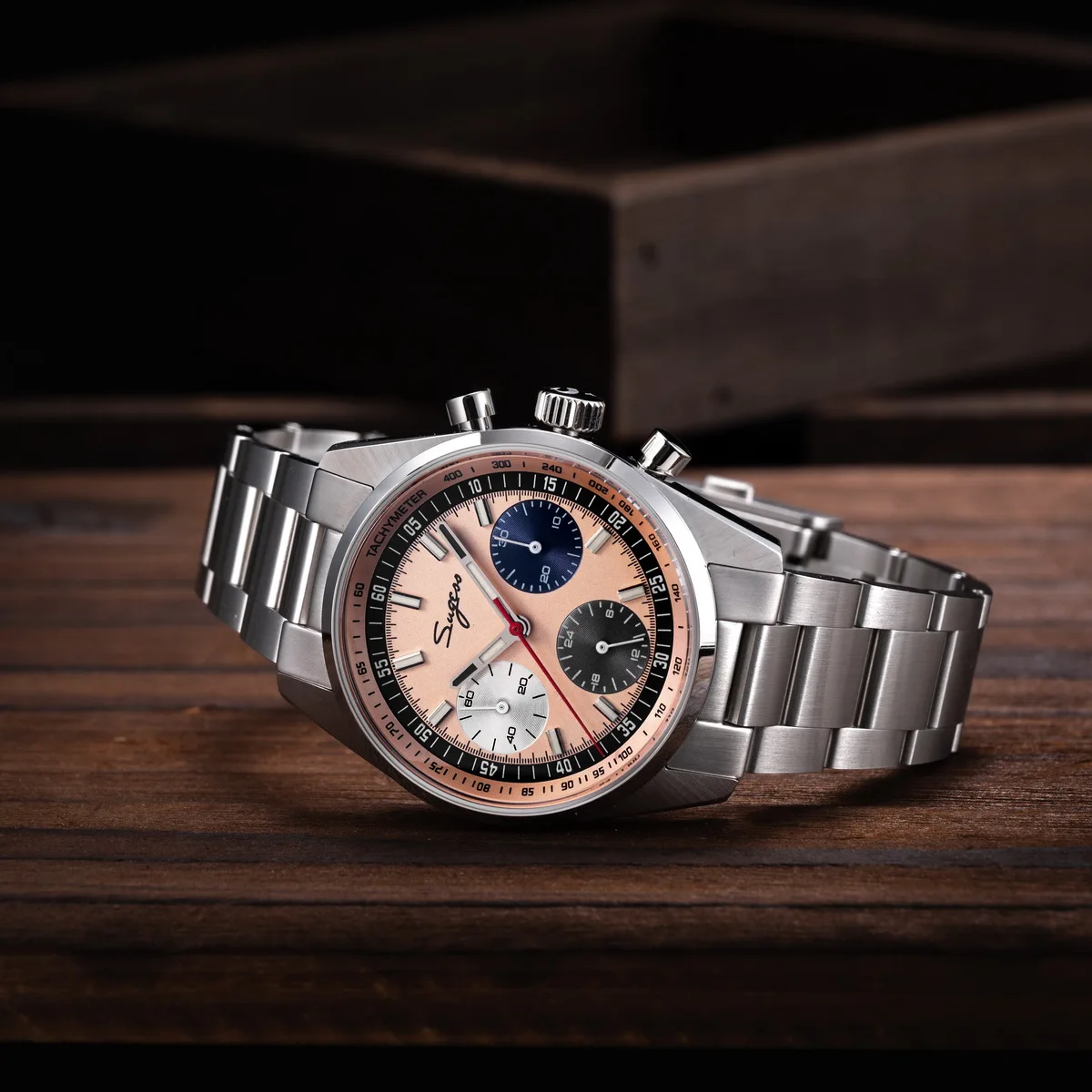 Sugess Mens Watch 38mm Chronograph Mechanical Wristwatches Tianjin