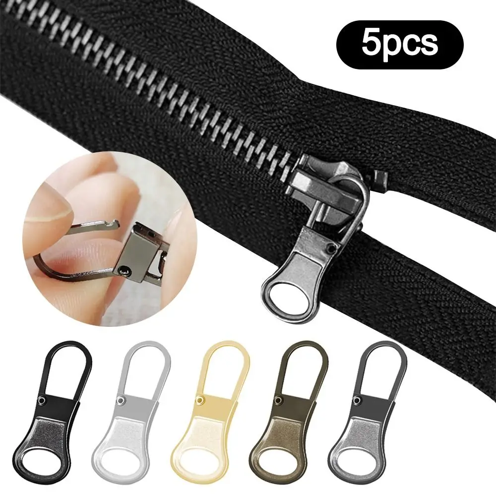 5PCS Replacement Metal Zip Detachable DIY Sewing Replacement Tab Zipper Backpacks Purses Repair Zipper Sliders Head