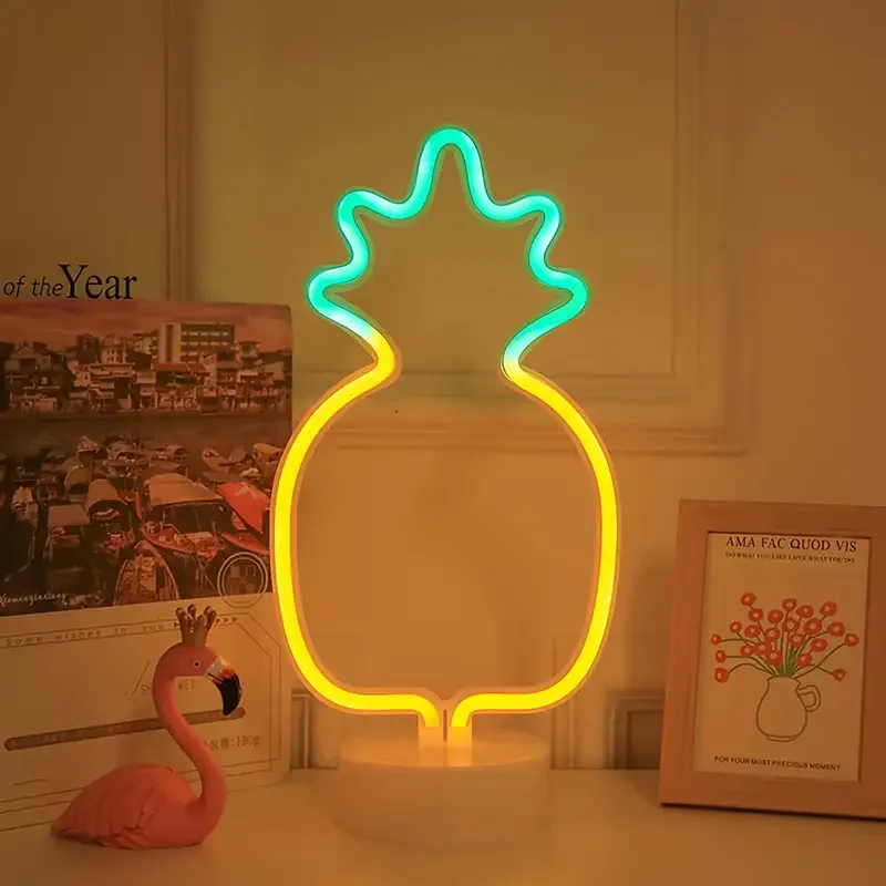 

Светодиодная неоновая вывеска в форме ананаса, USB/аккумулятор, неоновая лампа с двойным питанием и переключателем управления - декоративная настольная лампа для спальни 09