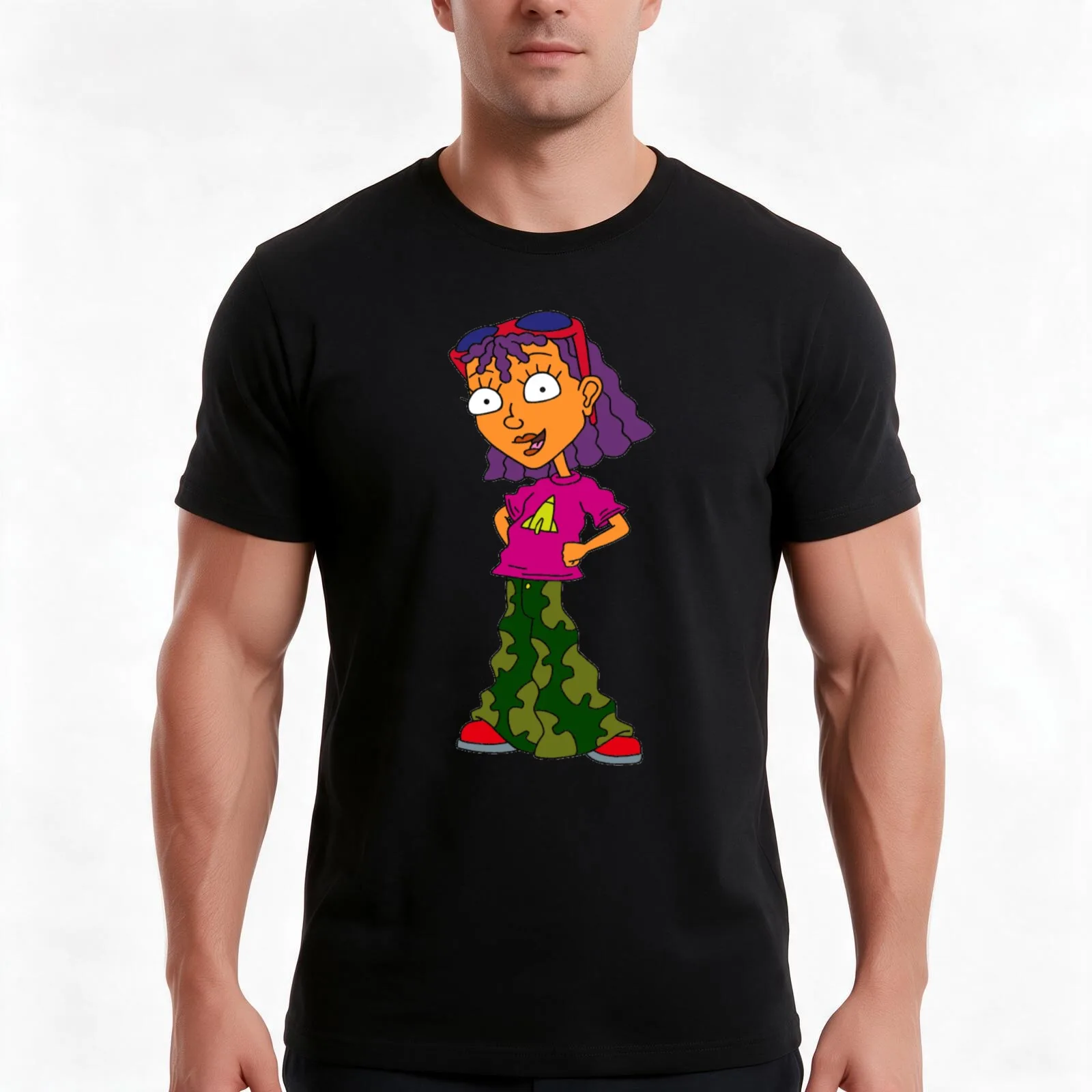 Reggie From Rocket Power T-Shirt, Summer Casual Cotton Tee, Oversized Streetwear Tops, Vintage Graphic Print, Unisex Men Women