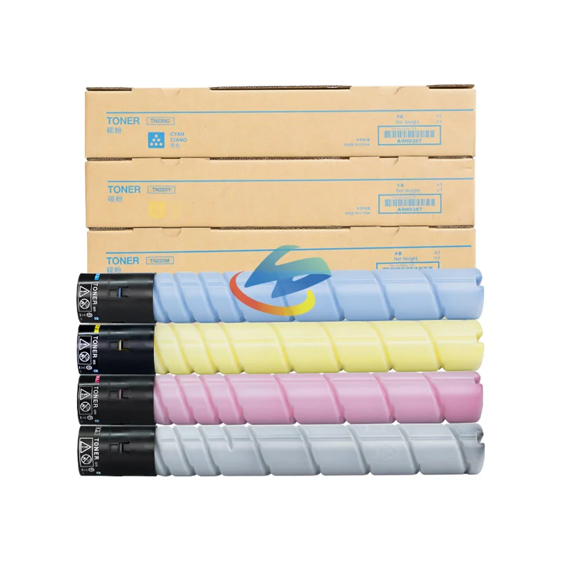 4PCS TN220 Toner Cartridge Compatible for Konica Minolta Bizhub C221 221S 281 7128 High Quality Toner Powder BK200g CMY110g