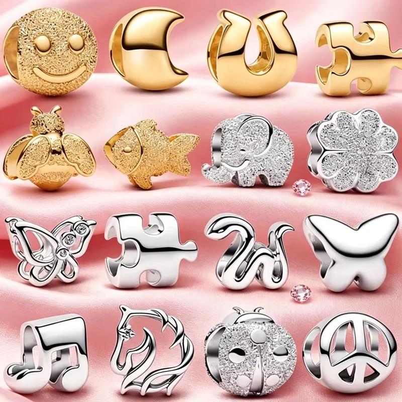 Gold Plating Love Openwork Dangle Charm Beads Fit 925 Bracelets Bag Keychain Charms Necklaces Womens DIY Jewelry Gift