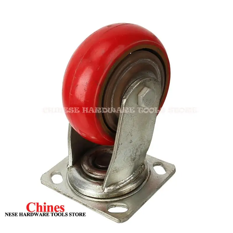 Rodízio plano universal vermelho de 5 polegadas – Roda industrial resistente com superfície de nylon e núcleo de ferro para manuseio de equipamentos