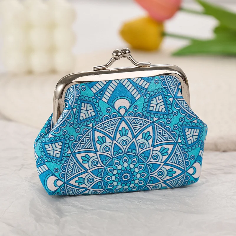 12 PCS Fashion PU Leather Coin Purse Bohemian Style Geometric Women Small Change Money Bags Key Holder Case Wallet Mini Pouch