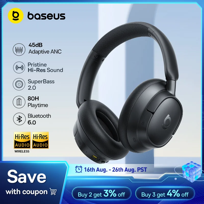 Baseus EH10 NC ANC אוזניות אלחוטיות 45dB