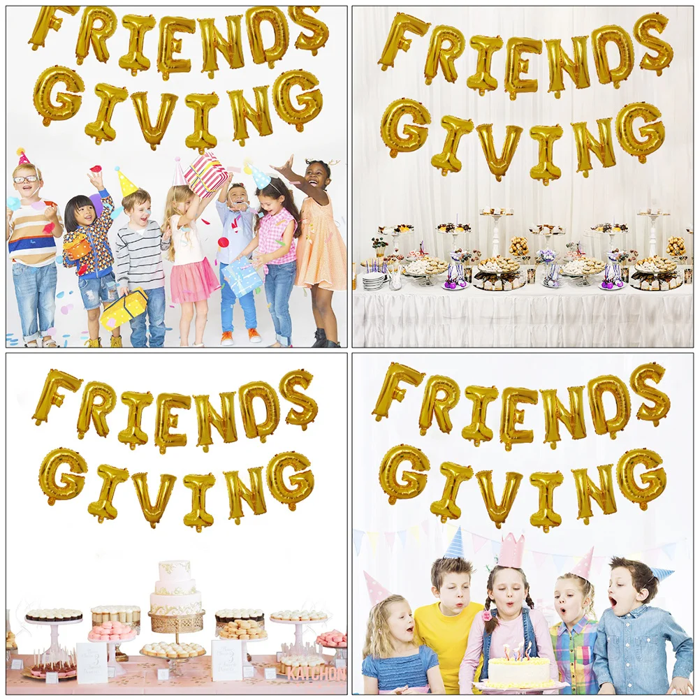 

1Set Aluminium Foil Balloons Friends Giving 16in Creative Thanksgiving Party Decoration Photo Background Balloon Banner