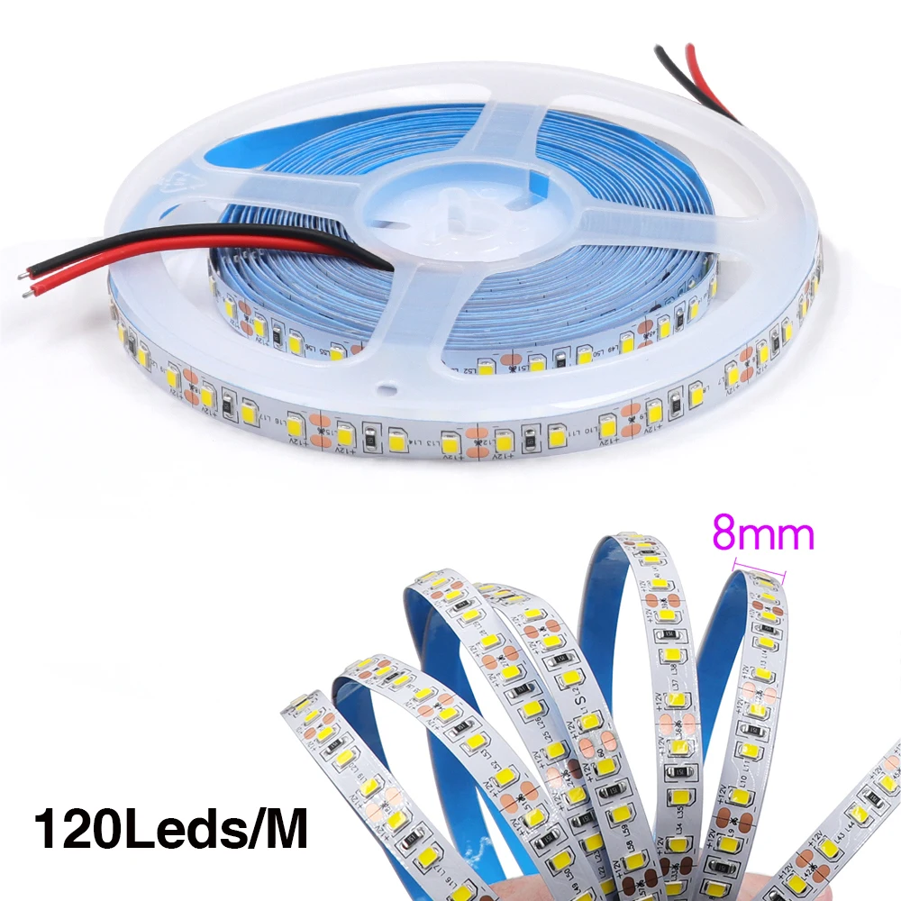 5M 10M/Roll LED Strip DC 12V 24V SMD 2835 120LEDs/M White/Warm White Home Decoration Lamp Flexible Ribbon Tape Rope Lights