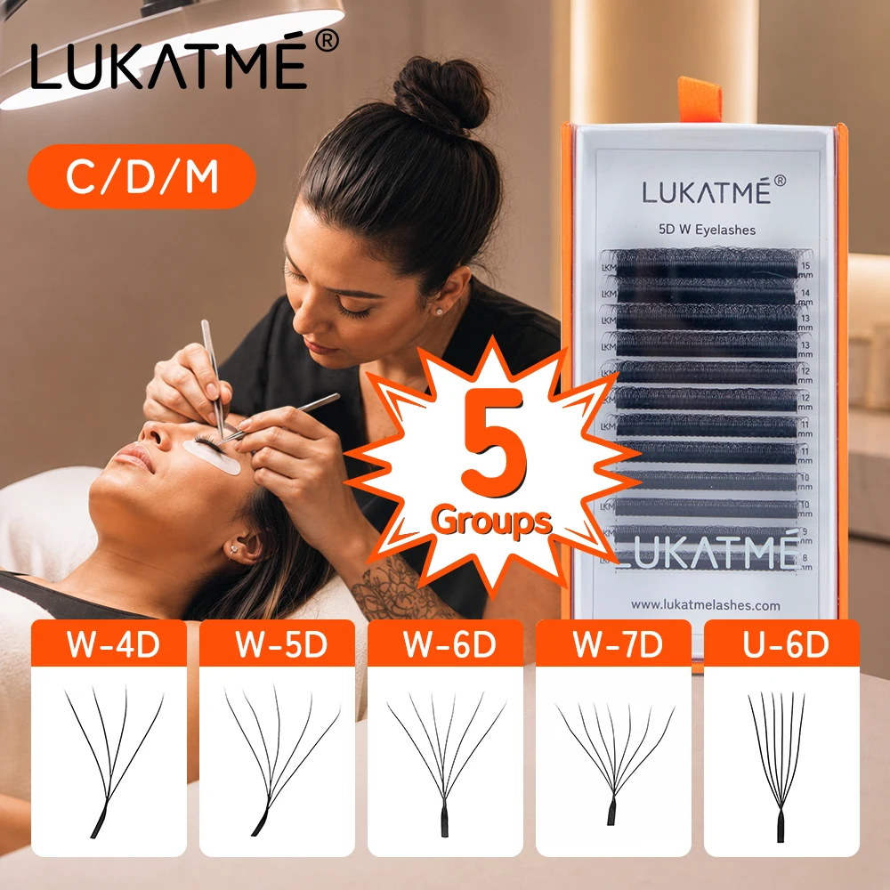 5PCS/BOX LUKATME Premade Fans YY W Shape Curl D/M 7-15mm Mix Style YY 4D 5D 6D 7D Wholesale False Eyelash Supplies Brown Lashes
