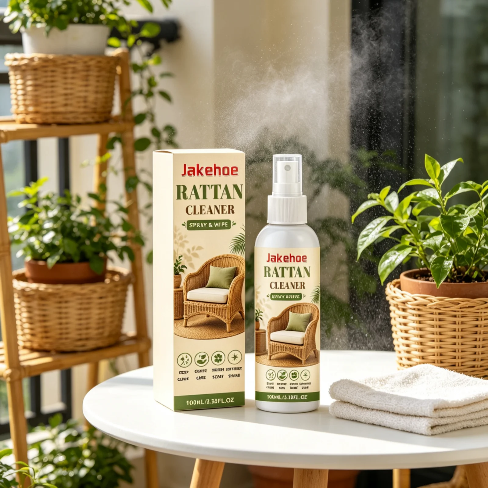 Jakehoe Rattan Cleaner Deep Gap Cleansing Restores Shine Fresh Scent Daily Grime Removal Gentle Wicker Furniture Cleaner 100ml