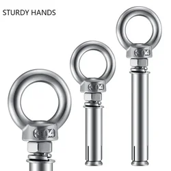 5Pcs Stainless Steel Universal Ring Expansion Screw Sleeve Anchor Concrete Expansion Eye Bolt Installation Artifact Long Hook