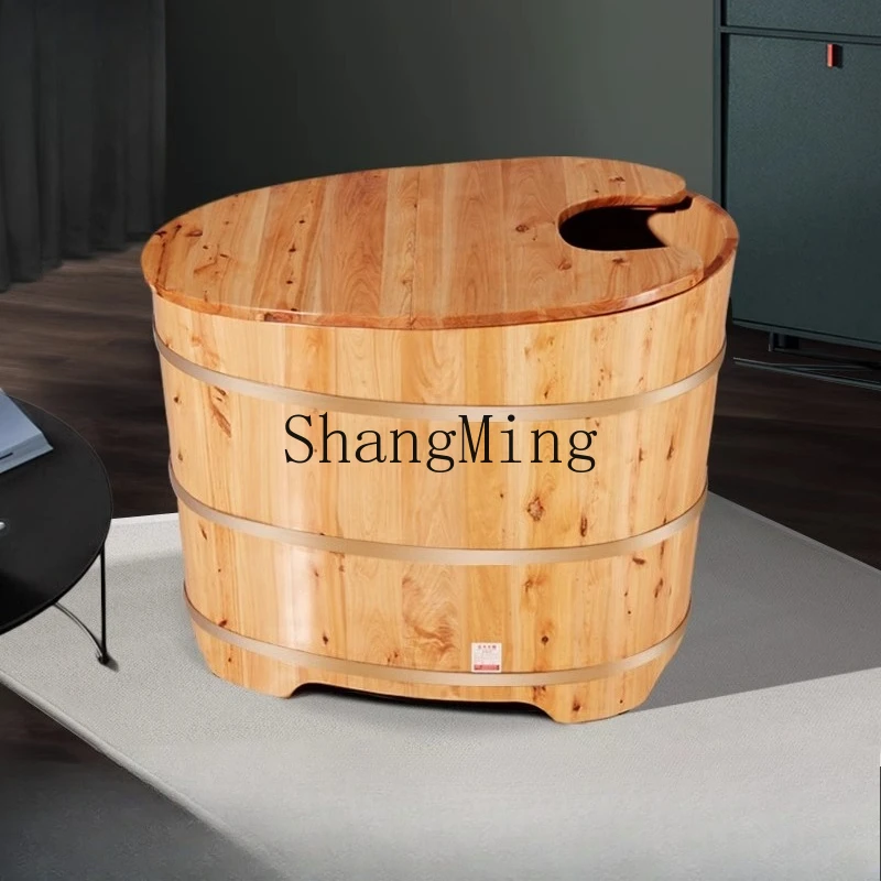 SM new high-end simple wind unpainted bath bucket bathtub wooden bath bucket household