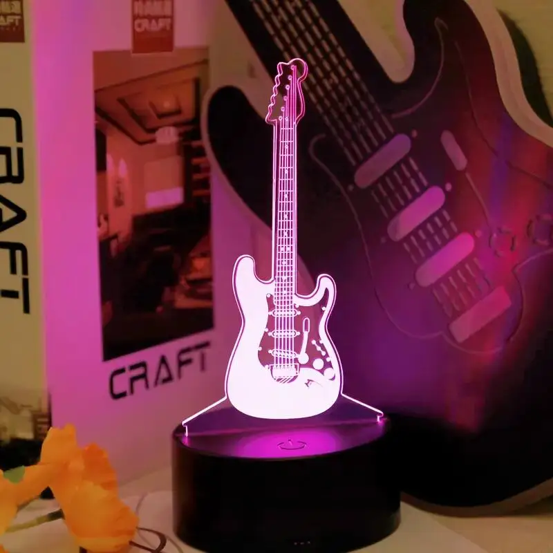 

Guitar 3D night light, with touch function 3D optical slide, suitable for bedroom, can change the atmosphere light in 7 colors