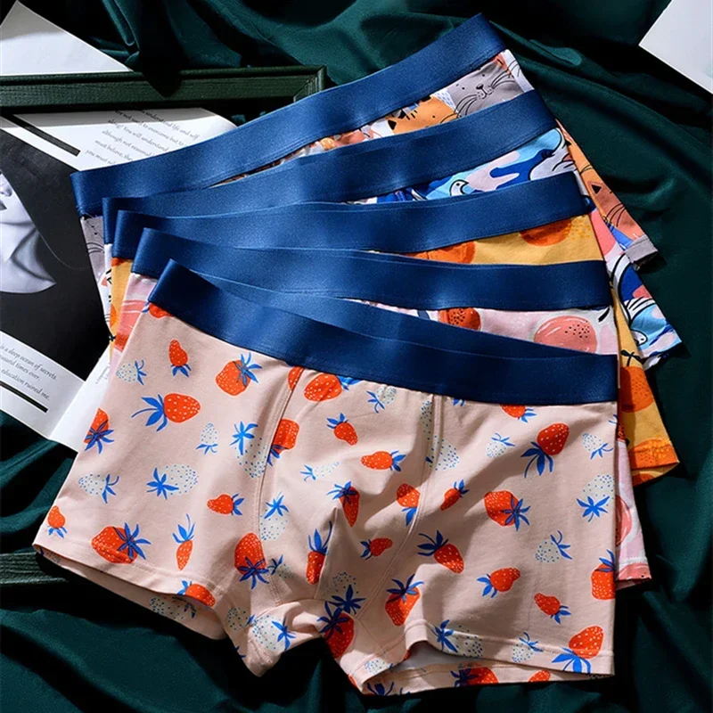 Men\'s Boxer Shorts Men Underwear Boxers Breathable Boxer Panties Cute Cartoon Underpants Soft Mens Boxer Briefs Plus Size L-XXXL