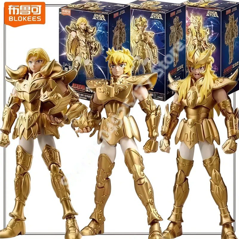Original Blokees Saint Seiya Building Block Figure Toys Scorpio Aiolia Milo Leo Aries Mu Action Model Doll Kids Assemble Toys