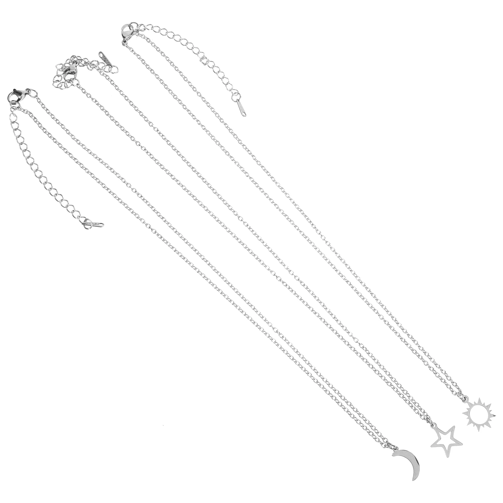 

3 Pcs Sun Moon Star Jewelry Chain Necklace and Friendship Gifts Pendant Stainless Steel Man