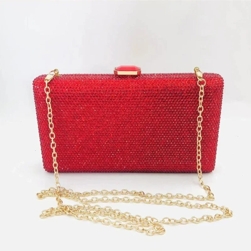 Luxury Sky Blue Full Rhinestone Clutch Bag Sparkly Crystal Hard Shell Evening Purse with Detachable Chain for Formal Occasions