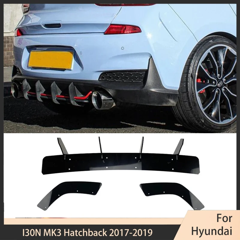 Rear Bumper Diffuser Spoiler for Hyundai I30N MK3 Hatchback 2017-2019 Tail Splitter Wing Protector Guard Kit Decoration