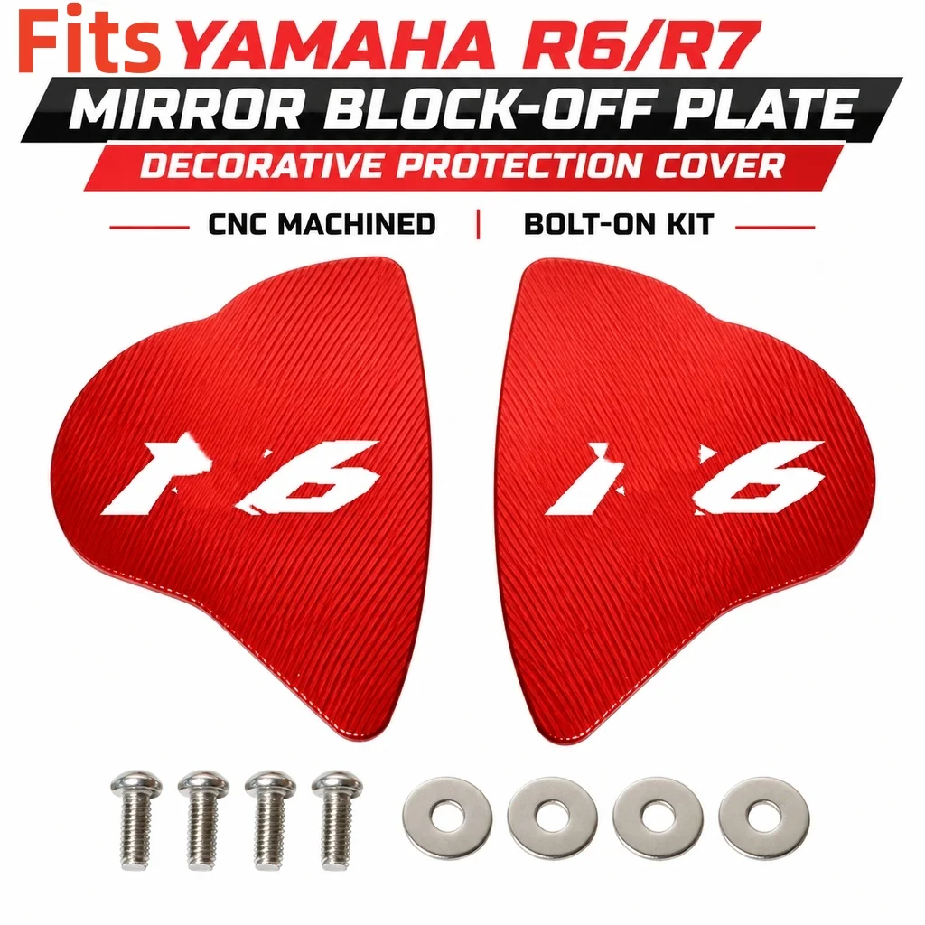 CNC Mirror Base Cover For Yamaha YZF R6 2017-2022 YZF R7, Motorcycle Rearview Mirror Decorative Protection Cap