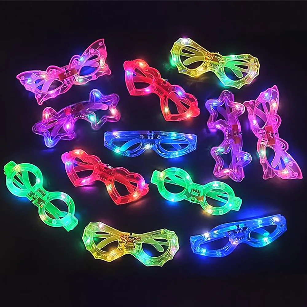 12/24/36Pcs LED Light Up Glasses Glow In The Dark Glasses Neon Party Sunglasses for Kids Adults Birthday Christmas Party Decor