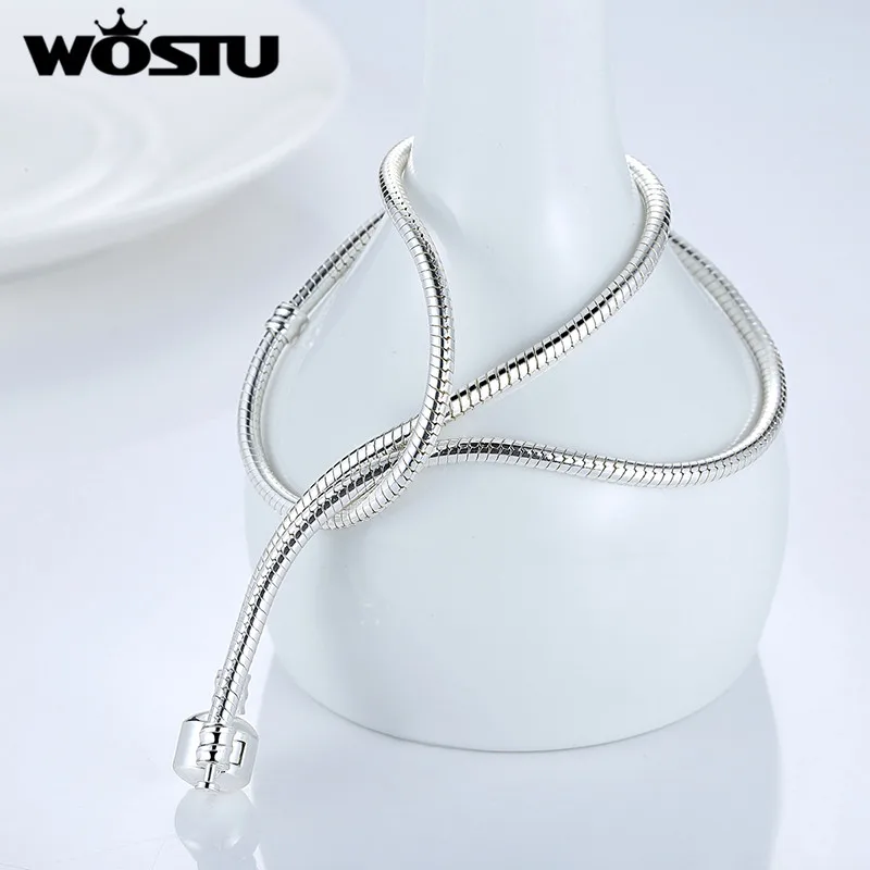 Hot Sale Authentic 45CM Silver Plated Snake Chain Necklace Fit Original Pendant Charms Beads For Women Fashion Jewelry