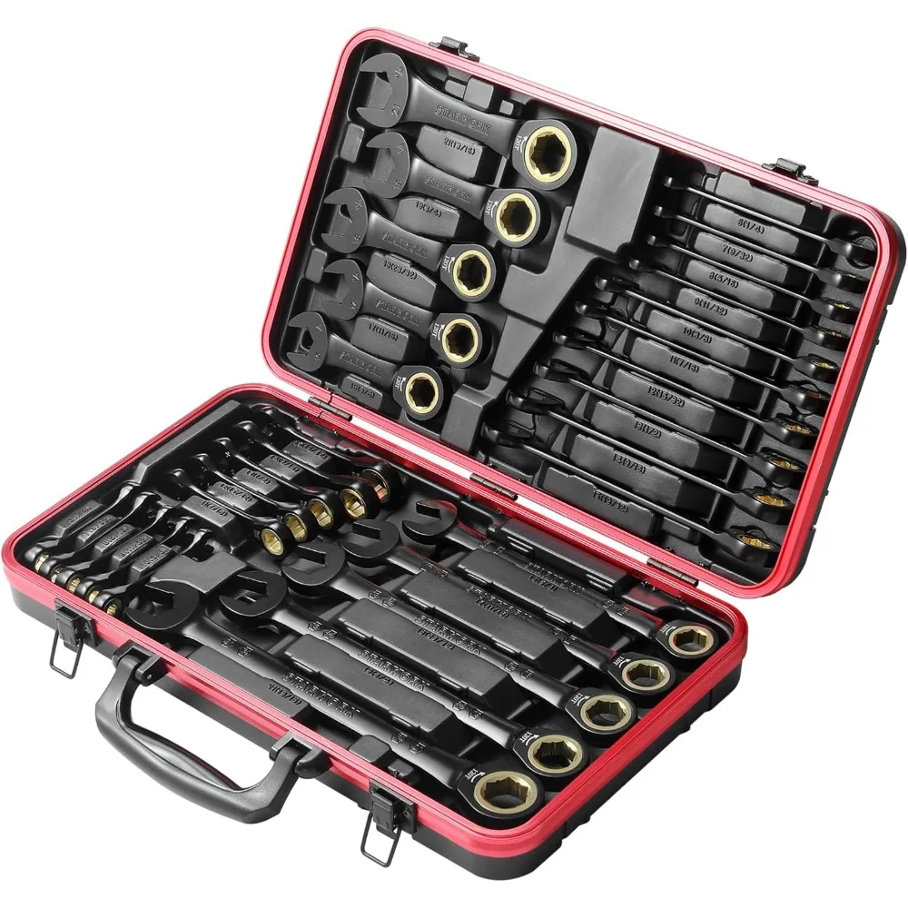 VERO MECCANICO ™   Set di 30 chiavi a cricchetto SAE e metriche 120T, serie regalo con custodia nera, professionale