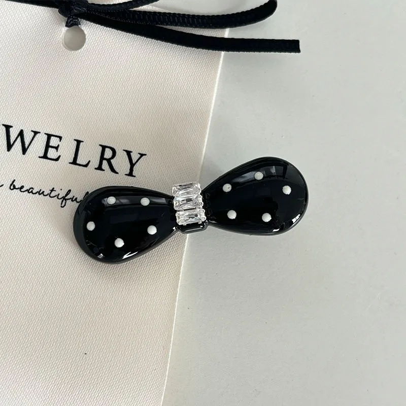 Han Shubo Dot Wind Bow Metal HairClip with High Grade Crystal Stereoscopic Bow Hair Clip Fashionable and Elegant Style Unique