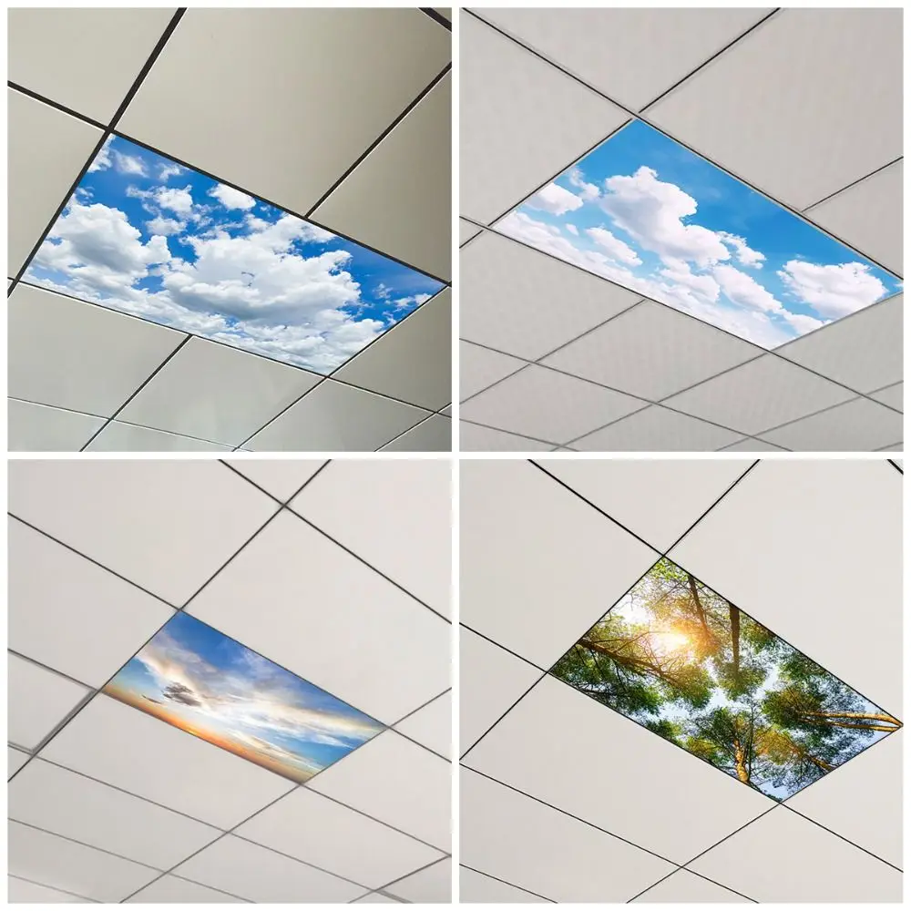 120*60cm Lampshade 15 Styles with 10 Magnetic Buckles Magnetic Light Filters Cloud Forest Fabric Lampshade Offices