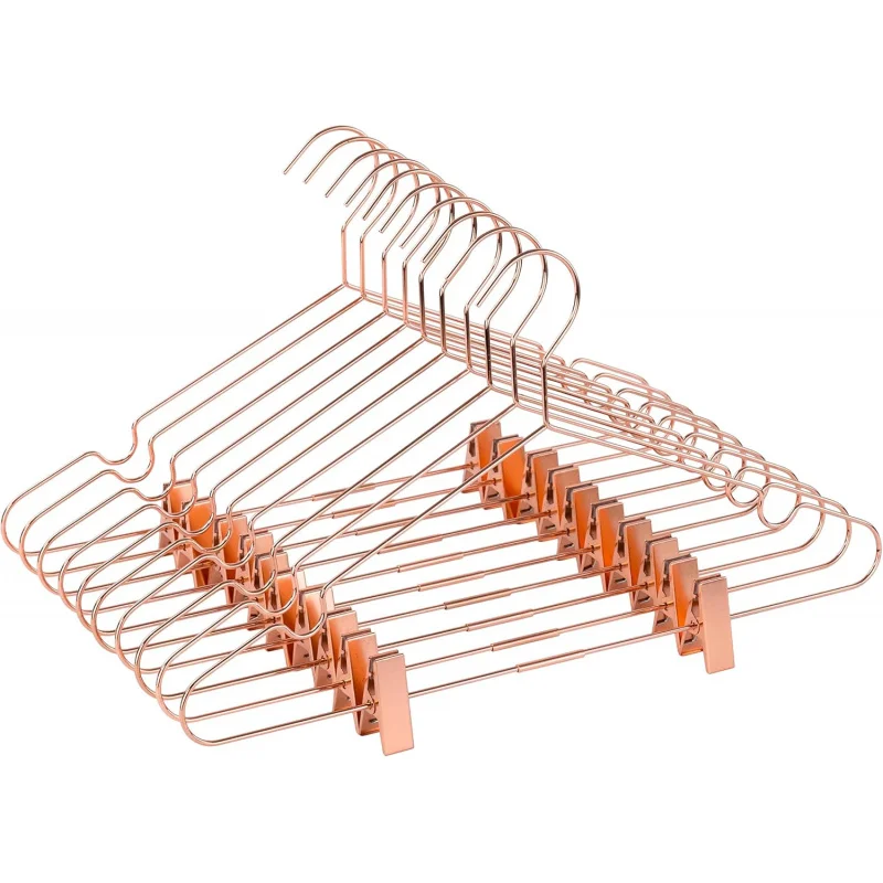 

10Pack Koobay 16.5" Metal Hook Wire Rose Gold Copper With Clips Clothes Stroage Coat Hangers