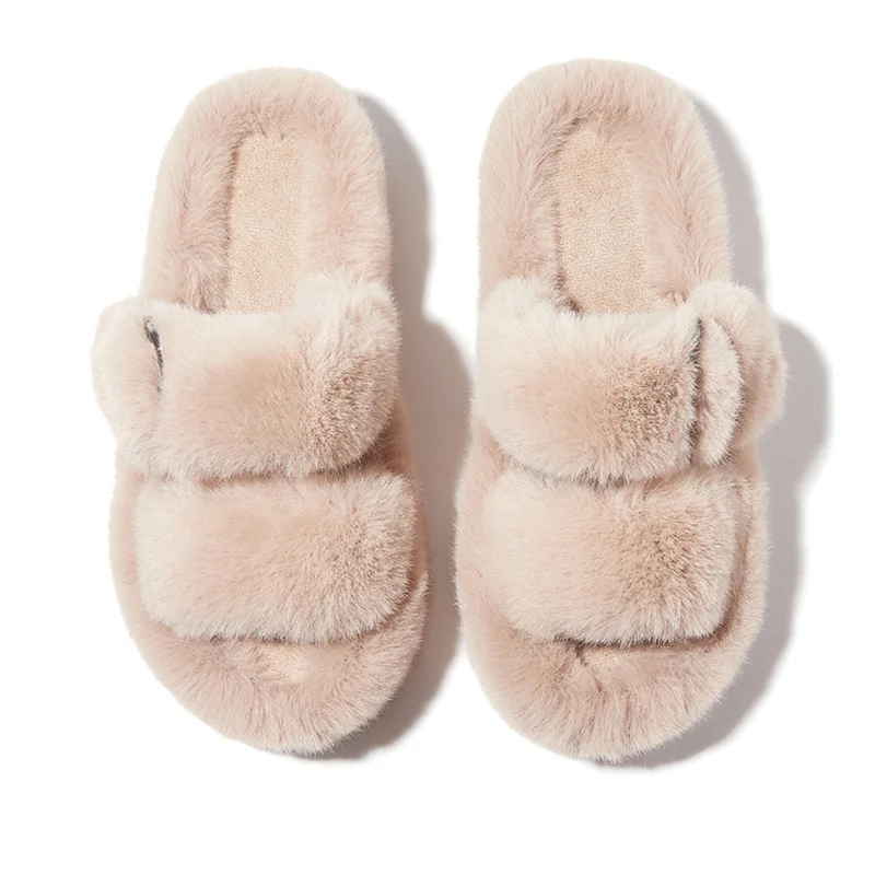 

Autumn And Winter New Women's Artificial Fur Slippers Designer Senior Thermal Slippers 3cm Thick Sole Casual Flat Indoor Shoes