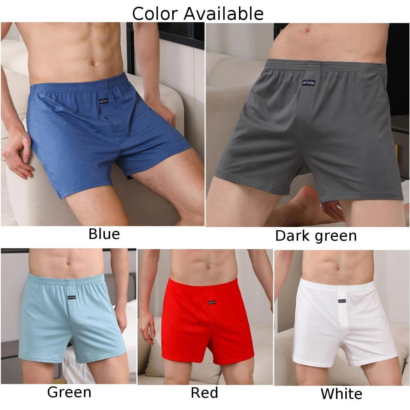 Men Casual Wide Leg Cotton Boxer Shorts Briefs Home Wear Underwear Underpant Breathable Moisture Absorption Boxers