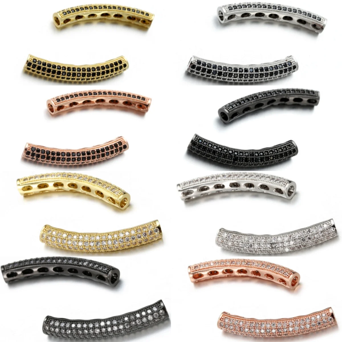 

1 Piece/Lot DIY Copper Micro Zirconia Elbow Length Curved Bracelet Beads Necklace Jewelry Accessories Jewellery Making Supplies